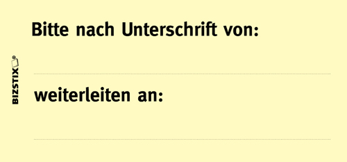 BIZSTIX® Business Haftnotizen "Bitte nach Unterschrift von ... weiterleiten an"