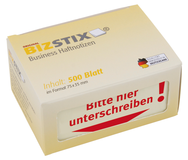 BIZSTIX® Business Haftnotizen "Bitte hier unterschreiben!" (Pfeil nach unten)